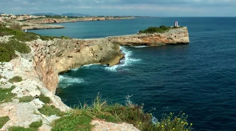 Majorca, Portocristo, lighthouse Stock Footage 61034060