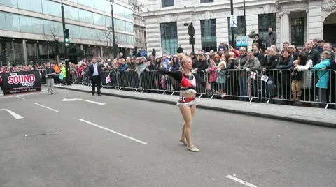 Majorette with Baton in London Parade Stock Footage