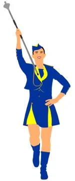 Majorette performing vector. Beautiful dancer girl on the carnival Illustrazione stock