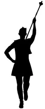 Majorette performing vector silhouette illustration. Beautiful dancer girl Stock Illustration