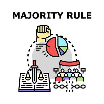 Majority rule concept with justice, voting, and freedom Stock Illustration