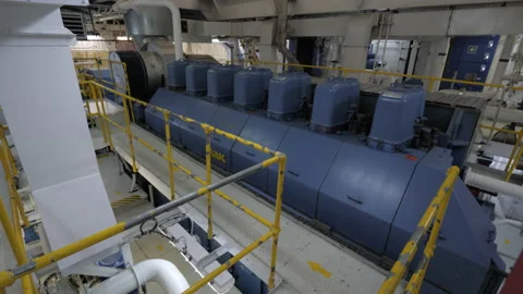 MAK four stroke main engine in engine room of ship Stock Footage 149832003