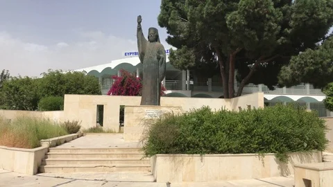 Makarios Statue in Larnaca Multiple Shots Stock Footage 89615796