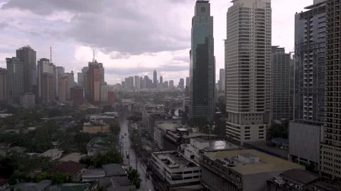 Makati-BGC Skyline Raining Stock Footage