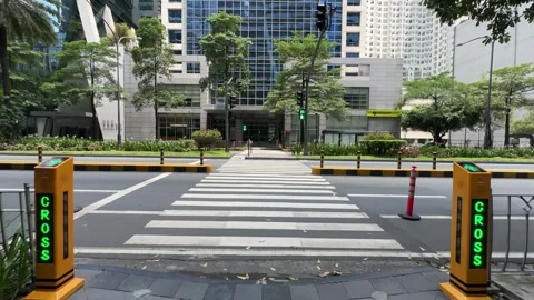 Makati CBD Talking Crosswalk smart pedestrian lane with audio Philippines 4K Stock Footage 337448788