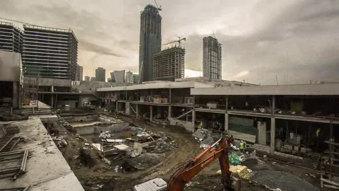Makati: Construction with City and Clouds during Day Stock Footage 69218060