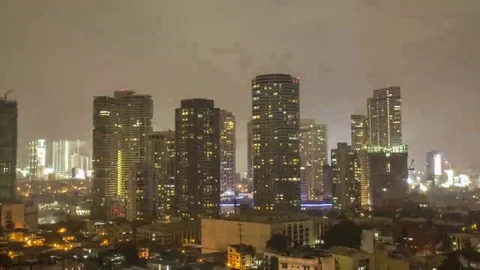 Makati: Skyline with Clouds at Night Stock-Footage 69157524