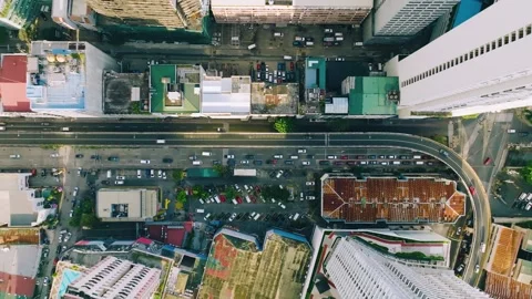 Makati Traffic, Top-Down Perspective in Philiippines Stock Footage 282090366
