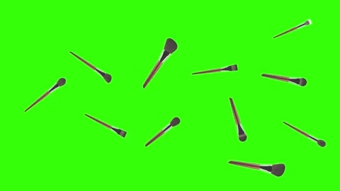 Make-up accessories brushes animation green screen Video stock 260677366