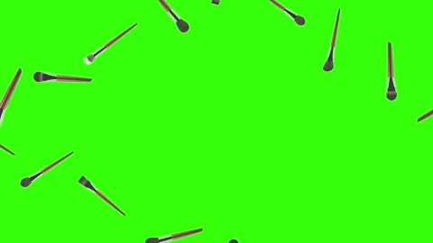 Make-up accessories brushes animation green screen Video stock 260677383
