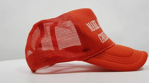 Make america great again hat spinning on white background Stock Footage 86000090