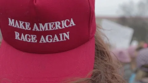 Make America Rage Again Protest Hat - Womens March Stock Footage 81253077