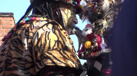 Make-up and colors for the Dunkerque carnival in France Stock Footage 52775292