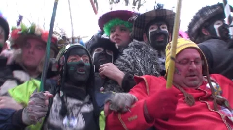 Make-up and colors for the Dunkerque carnival in France Stock Footage 52777520