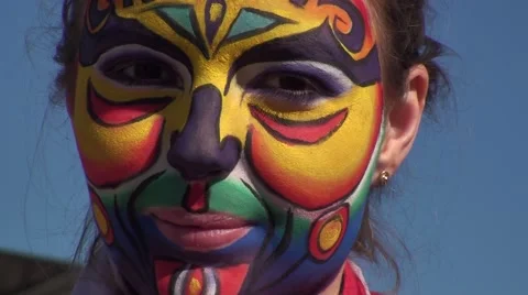 Make-up and colors for the parade of Nice Stock Footage 52686815