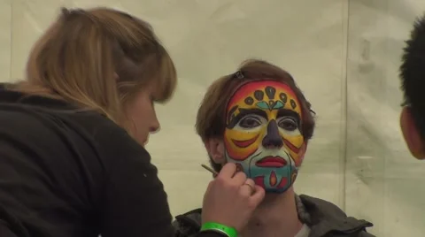 Make-up and colors for the parade of Nice Stock Footage 52686955
