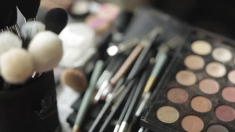 Make-up and Cosmetic Brushes Stock Footage 76067687