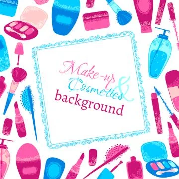 Make-up and cosmetics background. Stock Illustration
