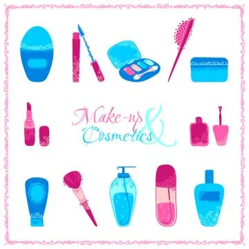 Make-up and cosmetics icon set. Stock Illustration