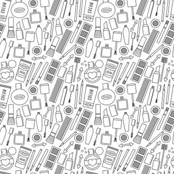 Make up and cosmetics seamless pattern. Stock Illustration