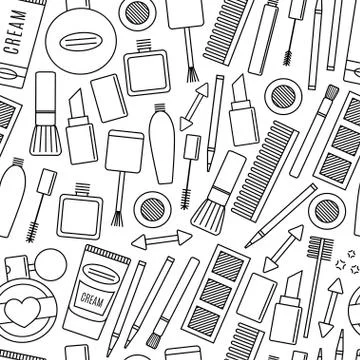 Make up and cosmetics seamless pattern. Illustrazione stock
