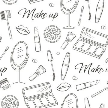 Make up and cosmetics seamless pattern. Stock Illustration