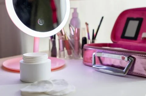 Make-up and cosmetics set and skin care products. Stock Photos