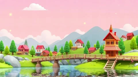 Make and let it be the one cartoon town that touches lives with happiness for a Stock Footage 308845460