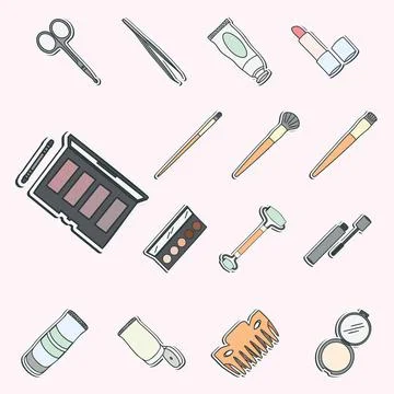 Make Up And Skin Care Tools Equipment Stock Illustration