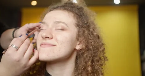 Make up application backstage Video stock 154612227