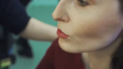 Make up applying, lipgloss, lipstick close up Stock Footage 84174262