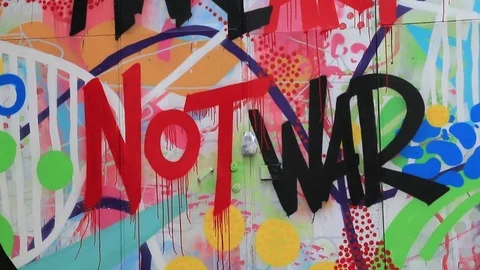 Make art not war - wall art graffiti Stock Footage 83858188
