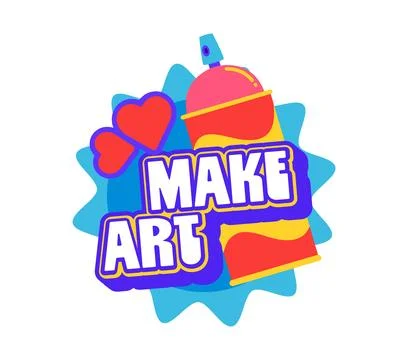 Make art Y2K groovy sticker or hippie tag Stock Illustration