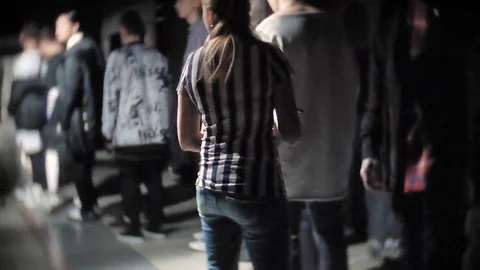 Make up artist and men models awaits the start of the show on the backstage of 스톡 동영상 69073094