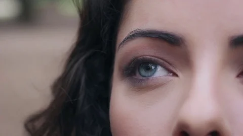 Make up artist applying make up on beautiful green eyes's woman Stock Footage 74719652