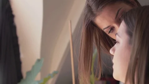 Make-up artist applying makeup Stock Footage 74765957