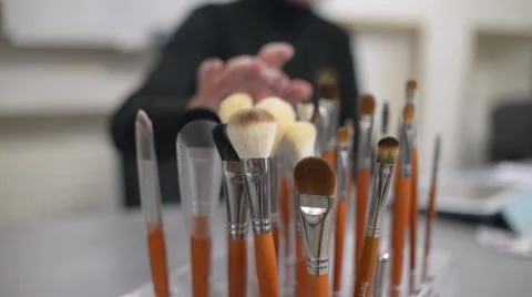 Make Up Artist | Box Of Brushes Stock Footage 56427820