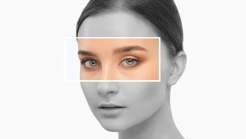 The make-up artist does Long-lasting styling of the eyebrows and will color.. Stock Photos