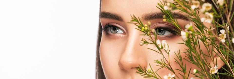 The make-up artist does Long-lasting styling of the eyebrows and makes the .. Stock Photos