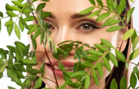 The make-up artist does Long-lasting styling of the eyebrows and makes the .. Stock Photos