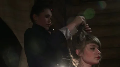 Make-up artist made make-up actress Video stock 10830733