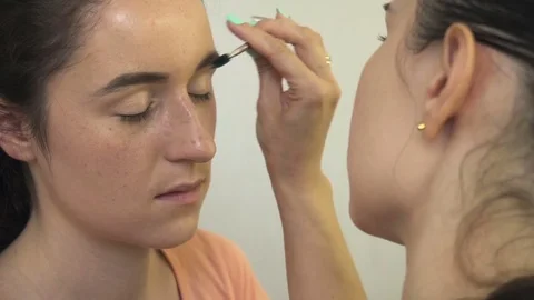 Make-up artist makes a professional make-up for a beautiful girl Vidéo 77553182