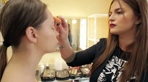 Make-up artist in the process of creating an image Stock Footage 68460050