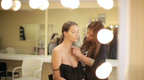 Make-up artist in the process of creating an image Stock Footage 68460151