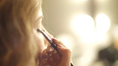 Make-up artist putting on make-up on model's eyes.
Eyelids make-up close up Stock Footage 75069150