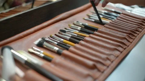 Make Up Artist | Slider Of Brushes Stock Footage 56428088