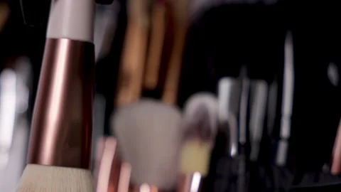 Make up artist taking brush out of case. Stock Footage 308035775