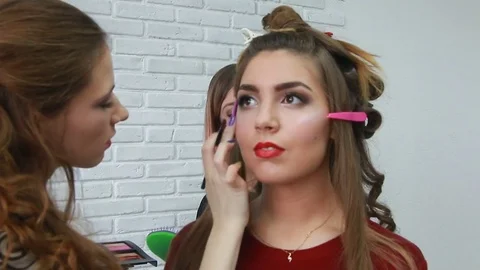 Make-up artist work in her studio Stock Footage 81572974