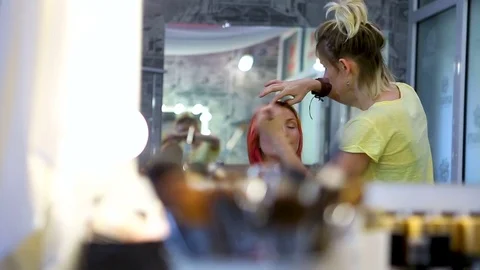 Make-up artist at work. Working visagist. Beauty and makeup concept. Stock Footage 80638609