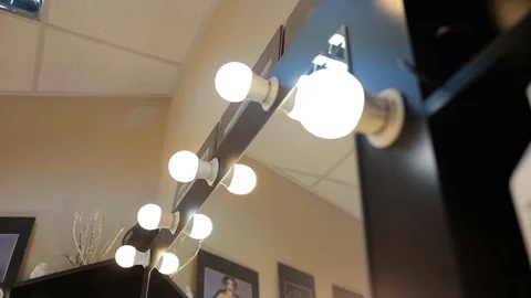 Make-up artists mirrors with light bulbs Stock Footage 72470673